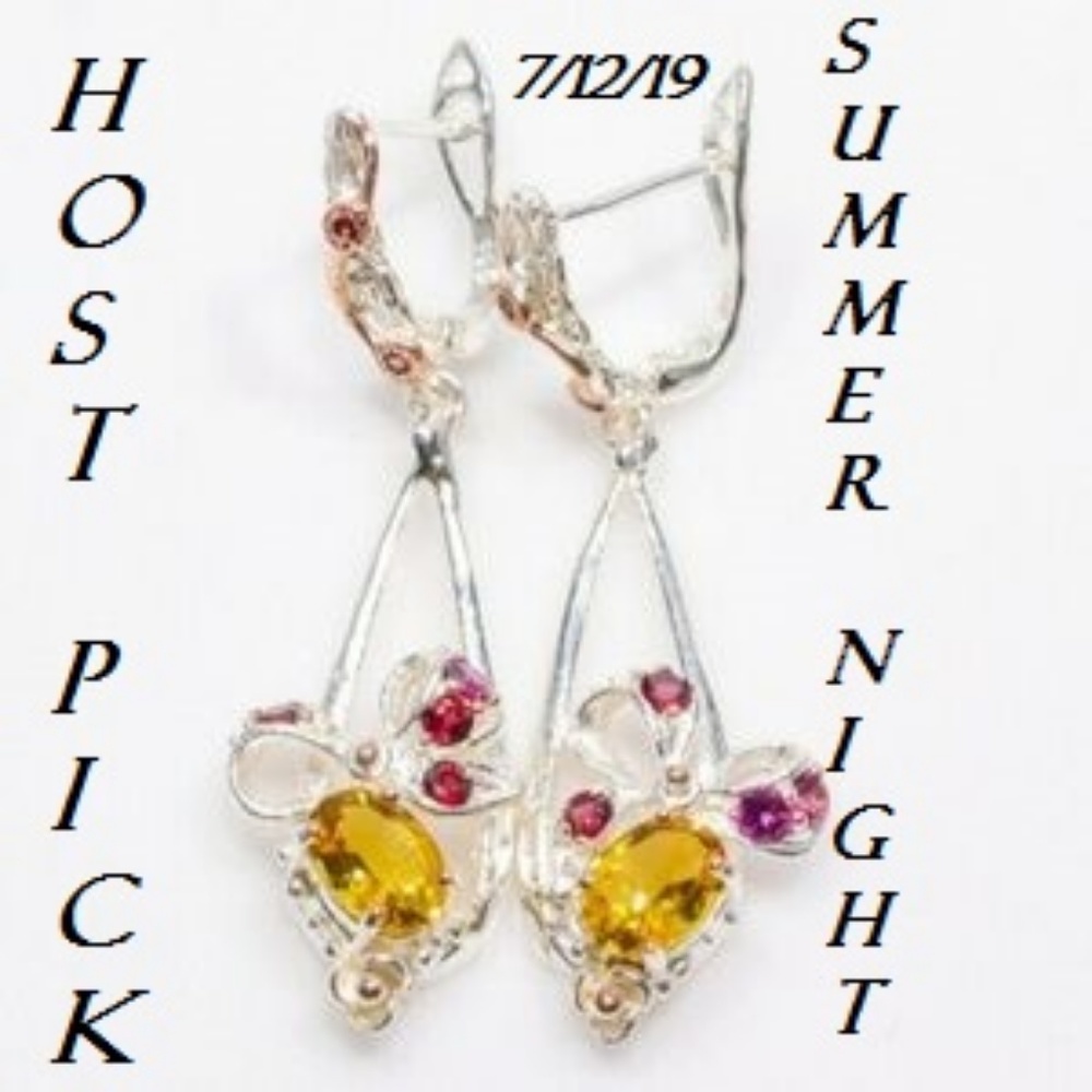 {925}natural citrine earrings
